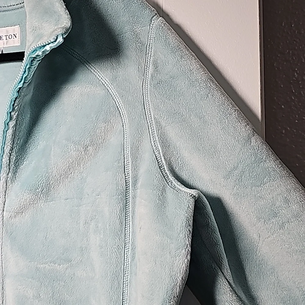 Pendleton XL fuzzy fleece jacket, aquamarine teal - Picture 7 of 16
